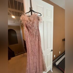 Cinderella Divine Pink Feathered Sequin Dress